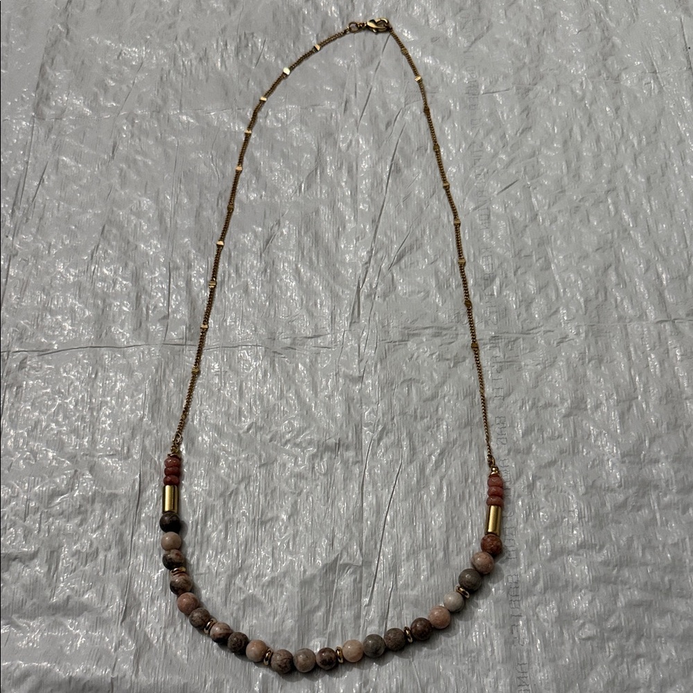 Anthropologie Multicolor Beaded Necklace with Gold Accents